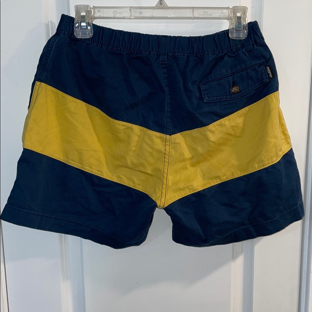 Chubbies Navy and Yellow Flat Front Shorts - Picture 2 of 5